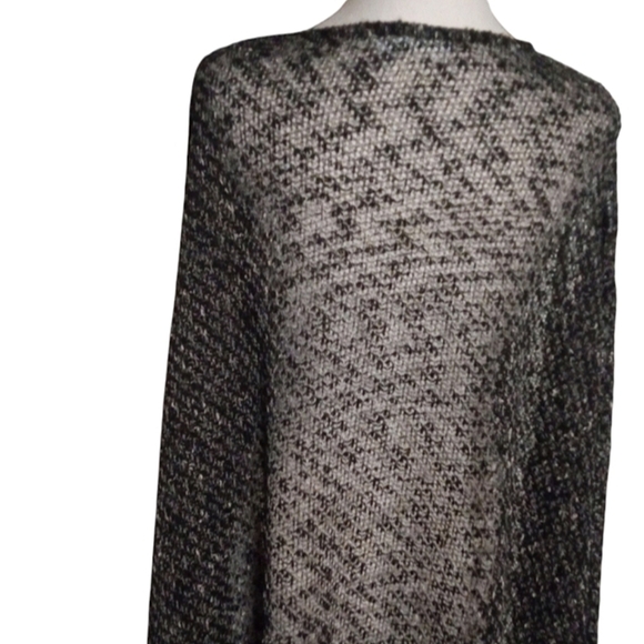 Alembika Black & Gray Oversized Open Knit Drop Shoulder Sweater Size XL - Picture 6 of 9